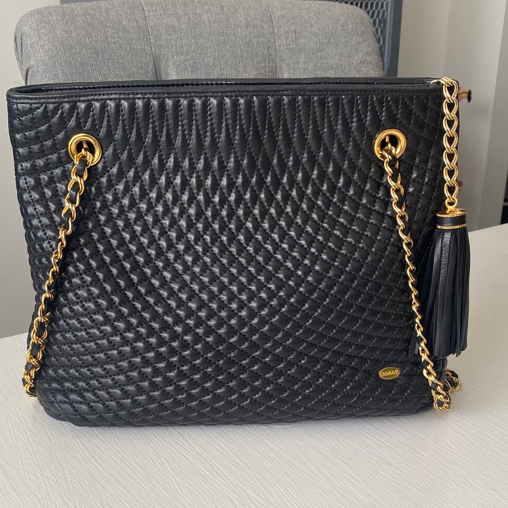 Bally Black Quilted Leather Shoulder Bag with Gold Chain - Picture 2 of 16